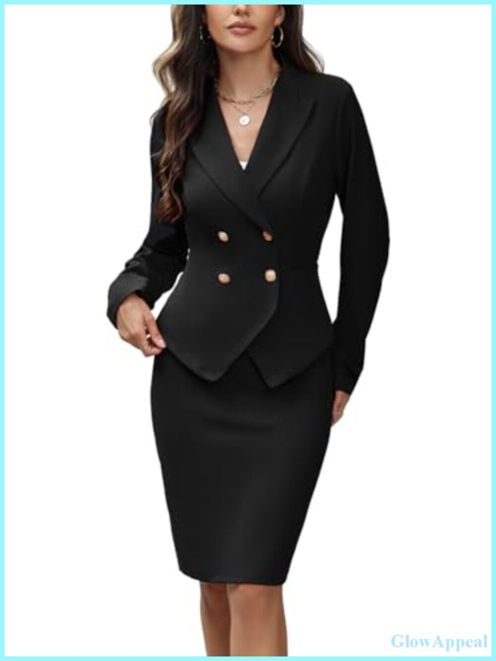 Women's 2 Piece Blazer and Pencil Skirt Suit Set Business Casual Professional